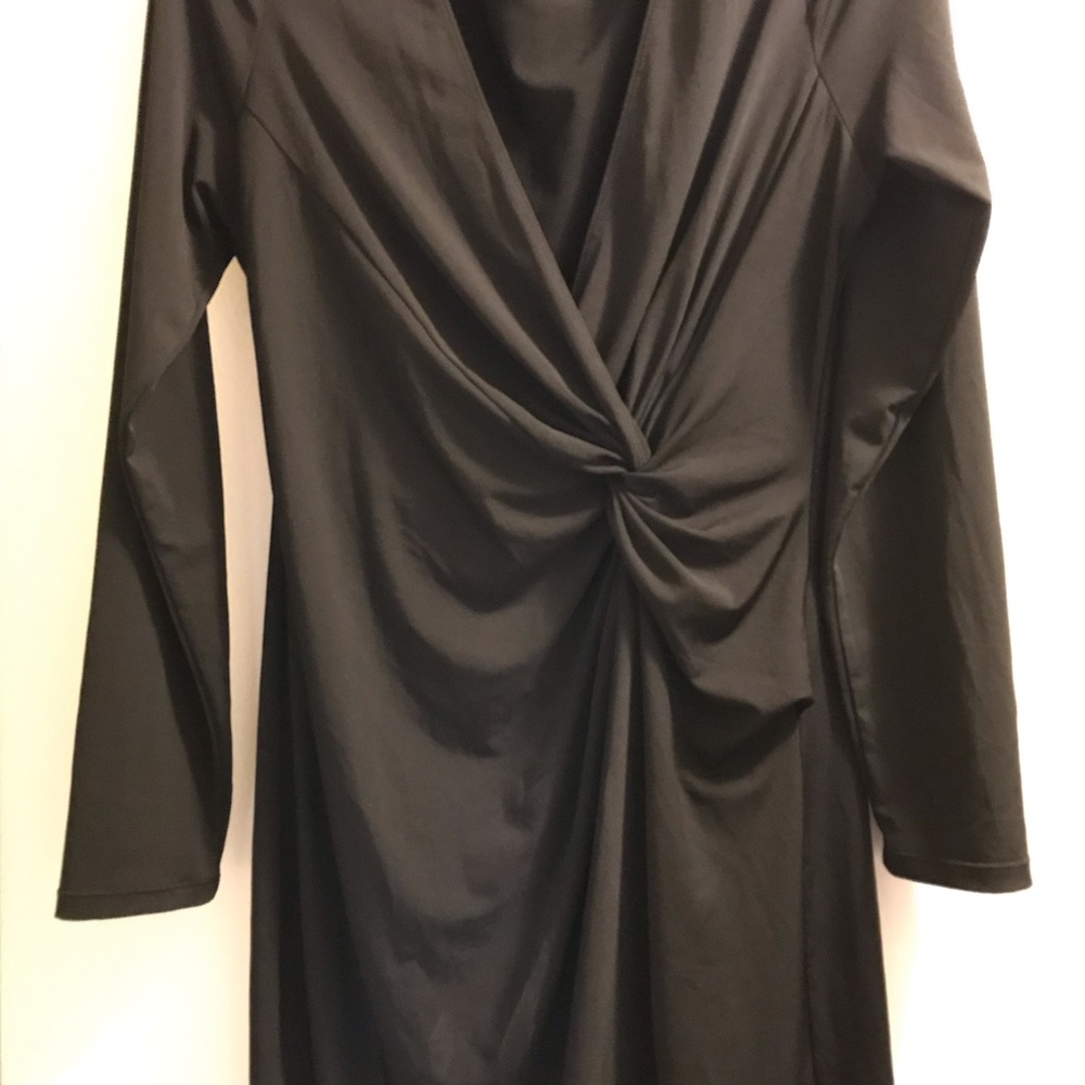 MAX STUDIO long-sleeve black twist-front dress (L)